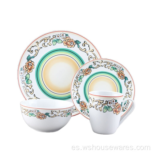 Conjunto de vajillas de porcelana de porcelana estampada de etiqueta china recién diseñada